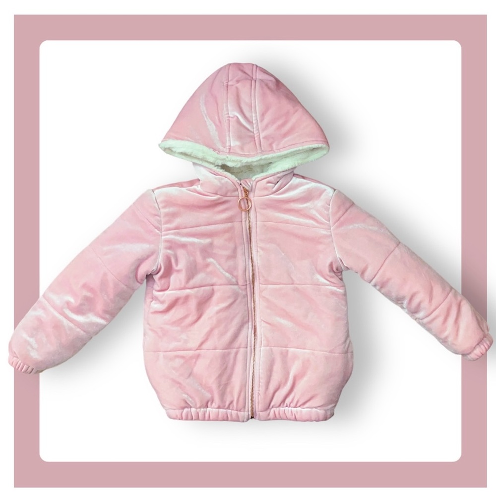 EPIC THREADS Girls Light Pink Velvet Fleece Size 5 Rose gold zipper